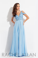 Load image into Gallery viewer, Rachel Allan #6054 Size 10 Periwinkle Rachel Allan #6054 Prom dress, A-Line style with chiffon overlay, fully beaded bodice, open bra back w/hook closure , zipper closure on skirt
