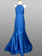 Load image into Gallery viewer, Mac Duggal  #66080 ; Size 14 Color Sapphire Royal Blue ; Prom or Pageant gown this A Line style , scoop back dress is a Mikado fabric (no stretch) , fully lined , Sapphire royal blue taffeta, crystal beaded mesh straps , zipper closure . 
