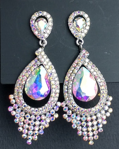 chandelier earrings with AB rhinestone stud  