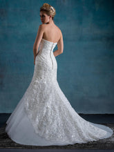 Load image into Gallery viewer, Mary&#39;s Bridal #6525 Size 8 ; Color Ivory Style: 6525 A fit and flare bridal gown featuring straight across neck line, re-embroidered lace and tulle, back with zipper closure and buttons, bolero, and court train. 
