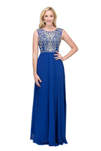 Load image into Gallery viewer, Star Box #6111, Royal Blue Prom dress, Mother of bride gown, or pageant dress  this A-Line design is well beaded with a peekaboo mesh bodice, moderate cup support, zipper closure
