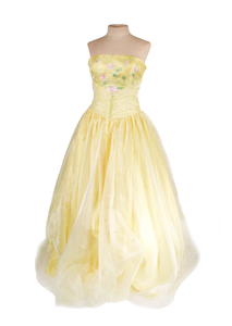 What's Hot for Prom ball gown has a embroidered organza overlay, strapless, fully lined , sewn in petticoat, Zipper closure